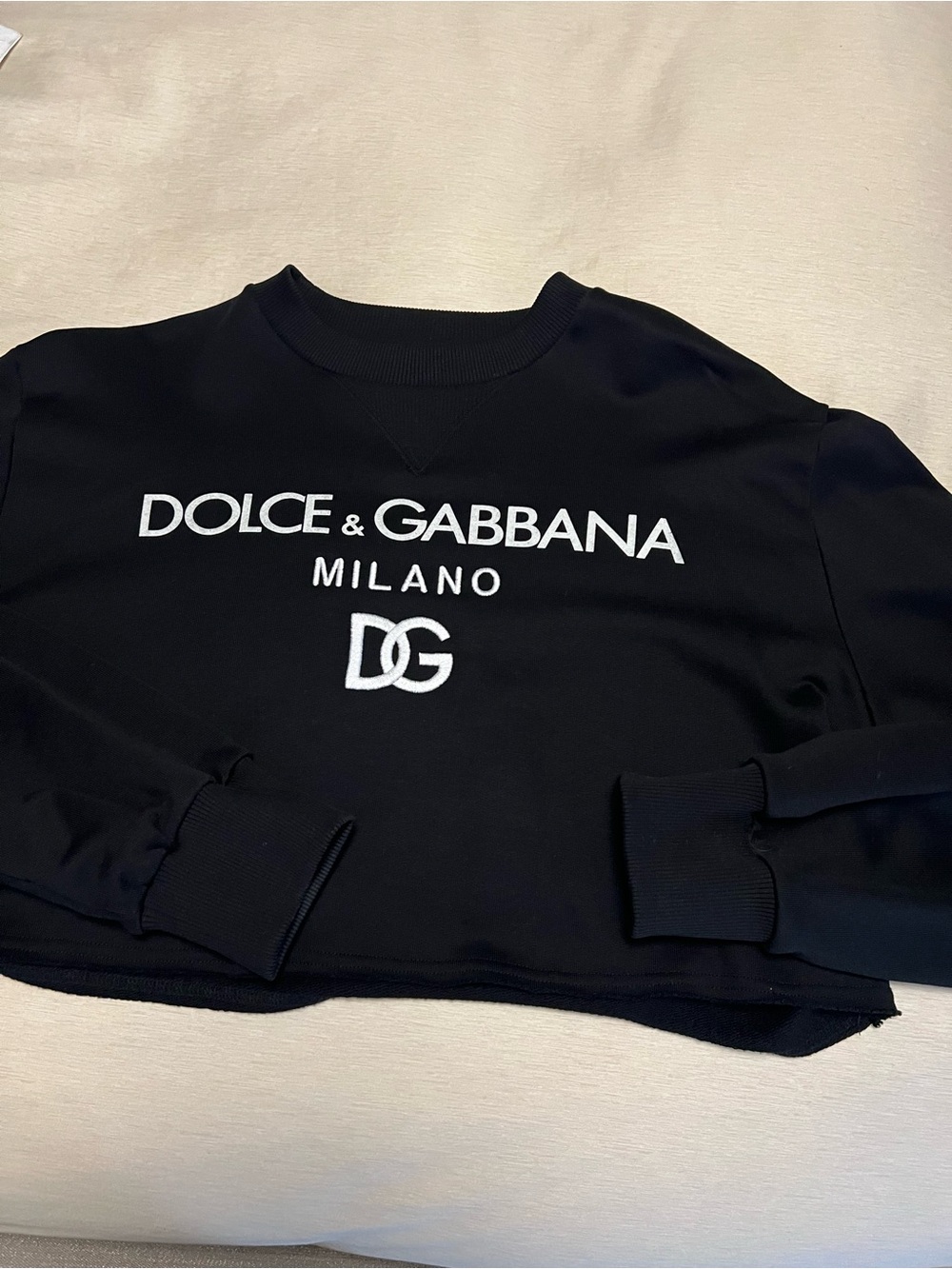 Dolce & Gabbana Black Cropped Logo Sweatshirt with Milano and DG - Picture 2 of 5